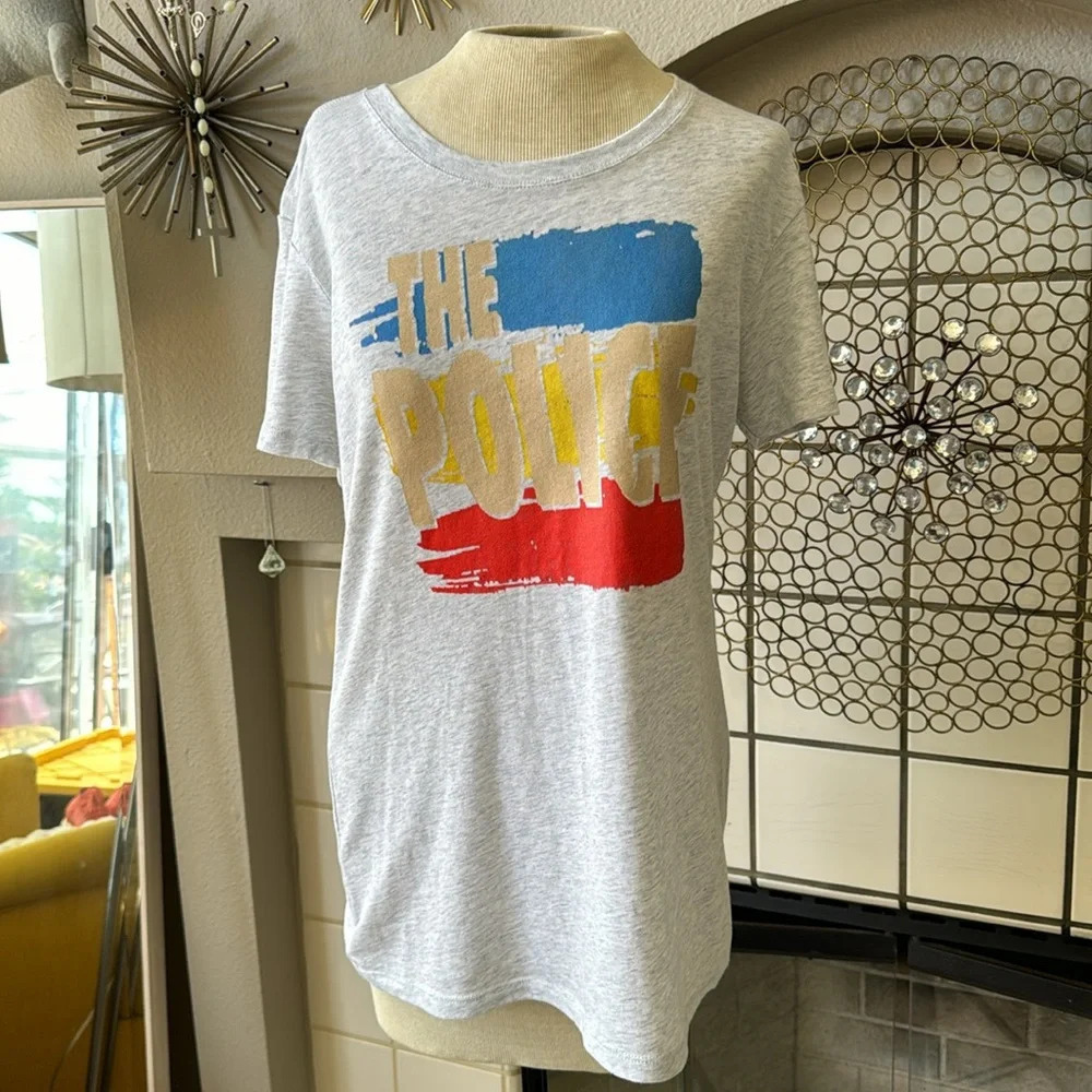 The Police Stripe Logo Crew Neck Short Sleeve heather grey Women's T-shirt